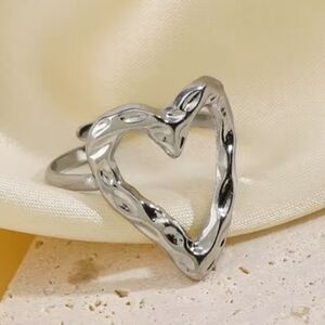 Heart hollow open ring adjustable ring
